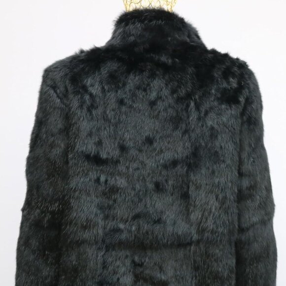 VTG Black Rabbit Coat Women's Size M 100% Rabbit Fur - Picture 5 of 7